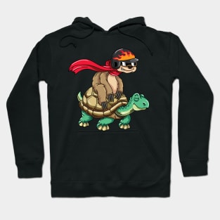 Funny Sloth Riding a Turtle Hoodie